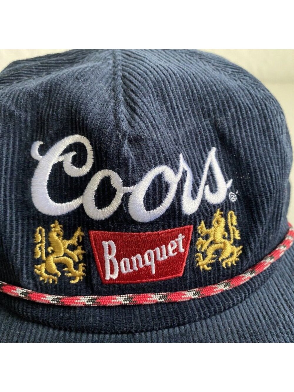 Coors Banquet Corduroy Trucker Rope Snapback Hat Retro Navy Blue NEW - Picture 10 of 13
